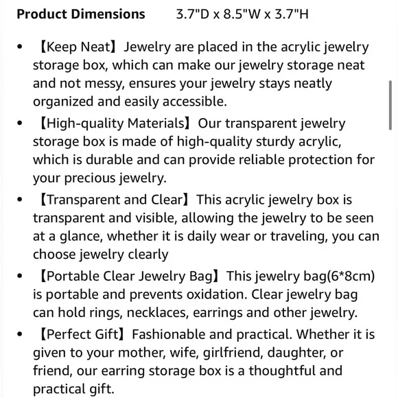 Set of 2 acrylic trinket and jewelry box includes 80 jewelry pouches New - Picture 14 of 15